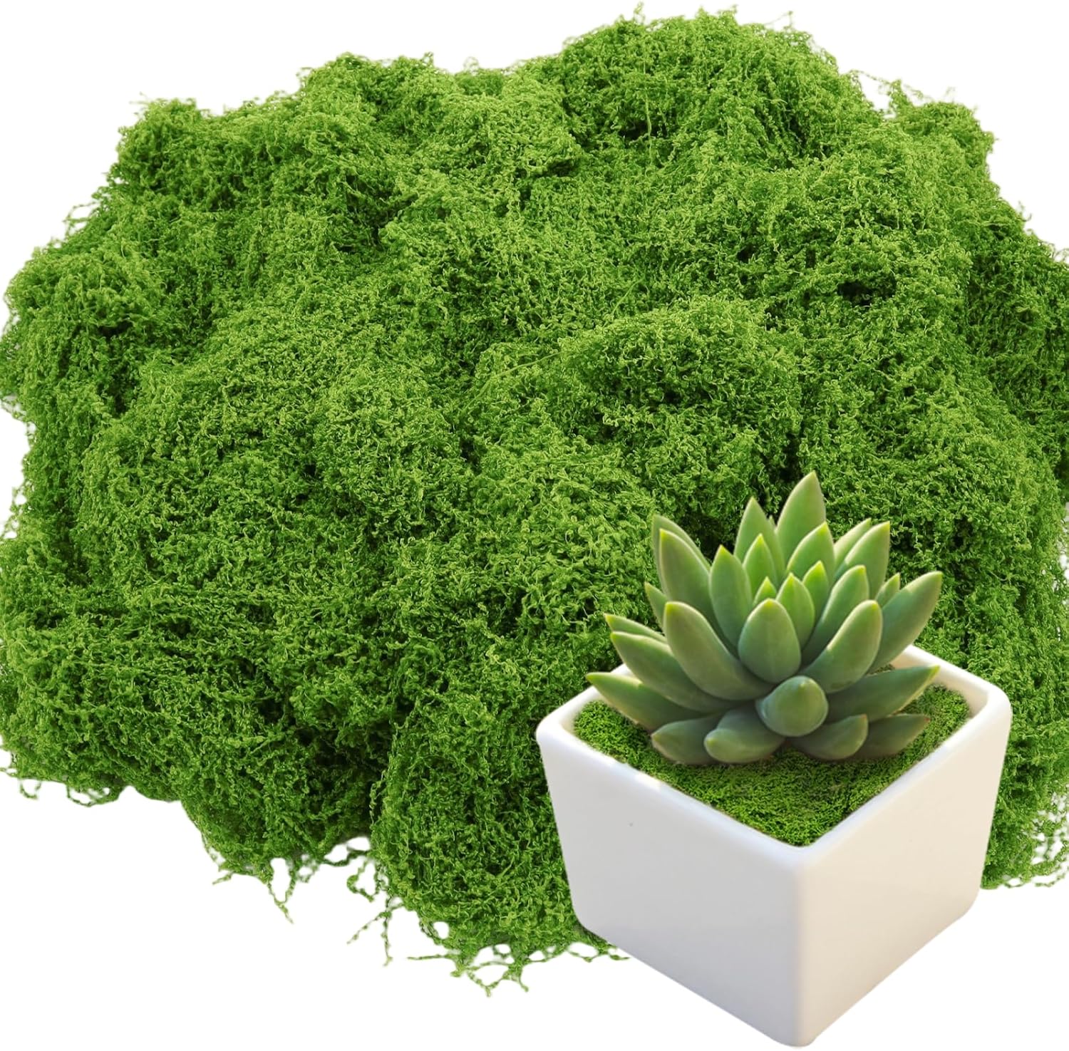 Artificial Moss 10.6oz – Fake Green Moss for Crafts, Potted Plants, Fairy Garden Decor, DIY Table Centerpieces, Wedding Party Decoration