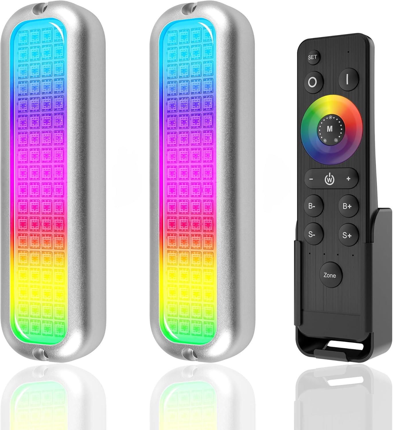 HUSUKU GT3 6000LM Boat Underwater Lights RGB Marine Color Light Kit, 72LED 12V 60W 7" IP68 Waterproof, All-Metal, Wireless Grouping and Control Auto Sync, for Yacht Boat Dock Transom Pontoon Lights