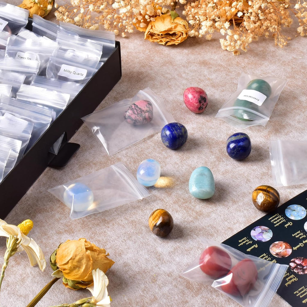 36 Varieties Healing Crystals & Stones Bulk Set – 2.5 lbs, 0.8" Natural Polished & Tumbled Gemstones Collection and Large Decorative Rocks for Chakra, Meditation, Reiki, Witchcraft, Crafts