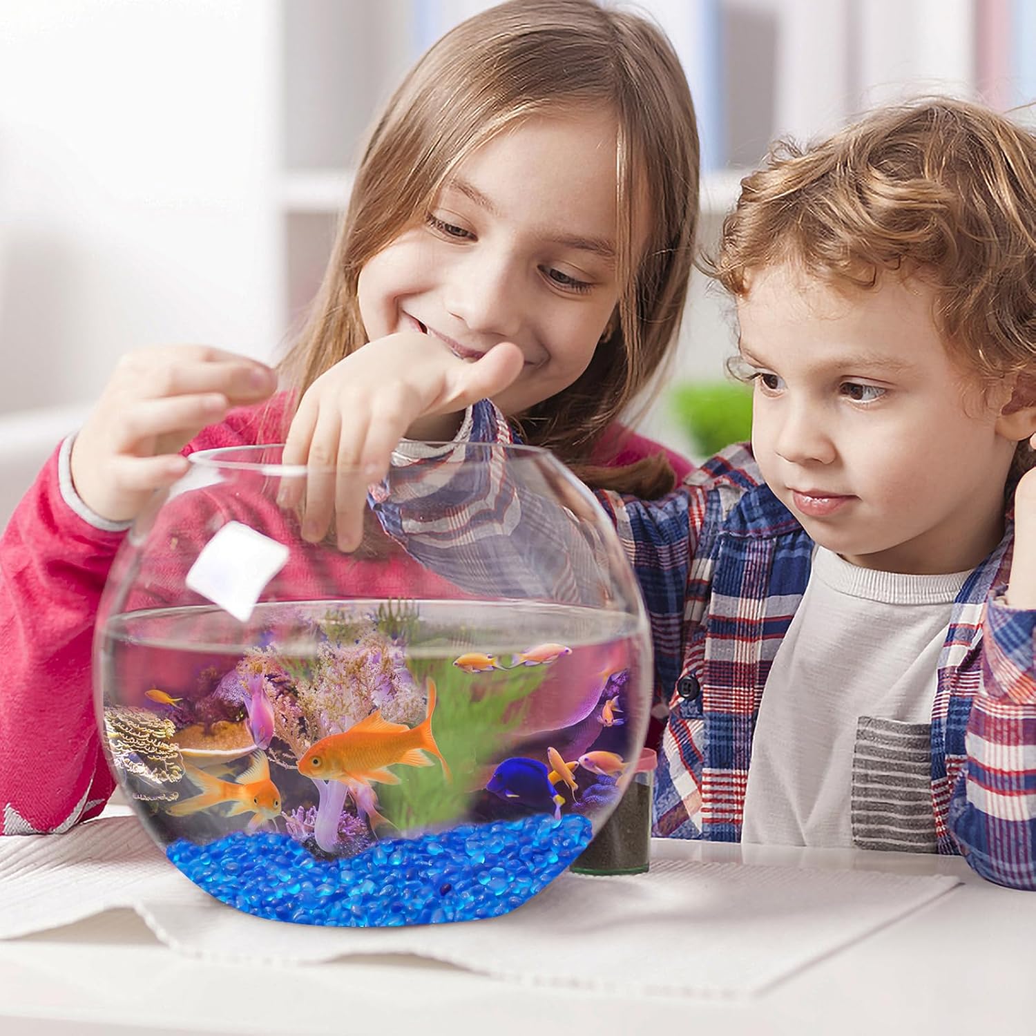 Keedolla 0.5 Lb Blue Glass Aquarium Rocks Fish Tank Gravel Bulk Polished, 6-9mm Frosted Sea Glass Stones Marbles for Aquarium Decor Rocks, Vase Fillers, DIY Crafts