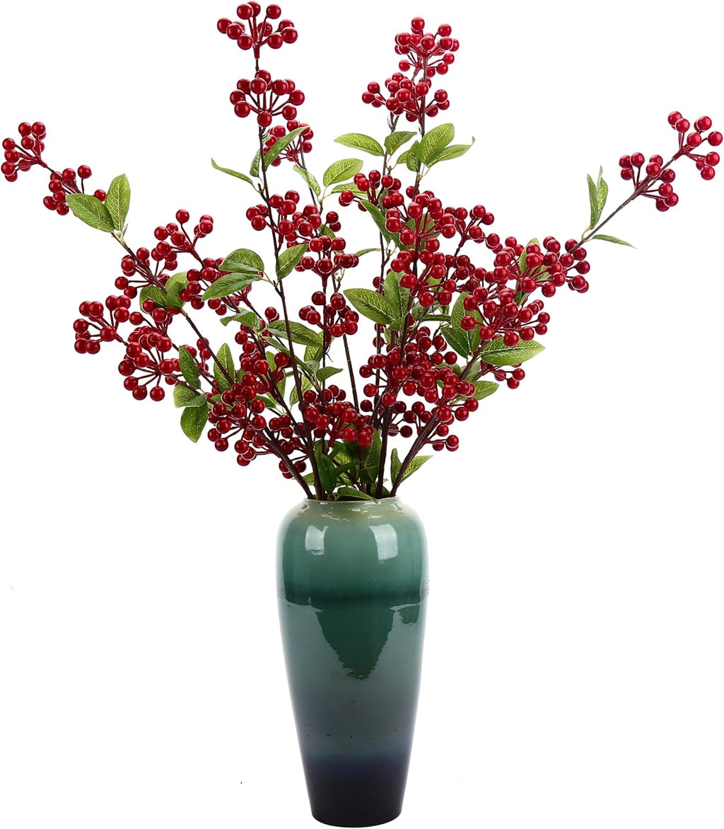 5 Pcs Artificial Holly Berries 30.7" - Christmas Tree Decorations, Realistic Red Berry Stems for Wreaths & Holiday Centerpiece