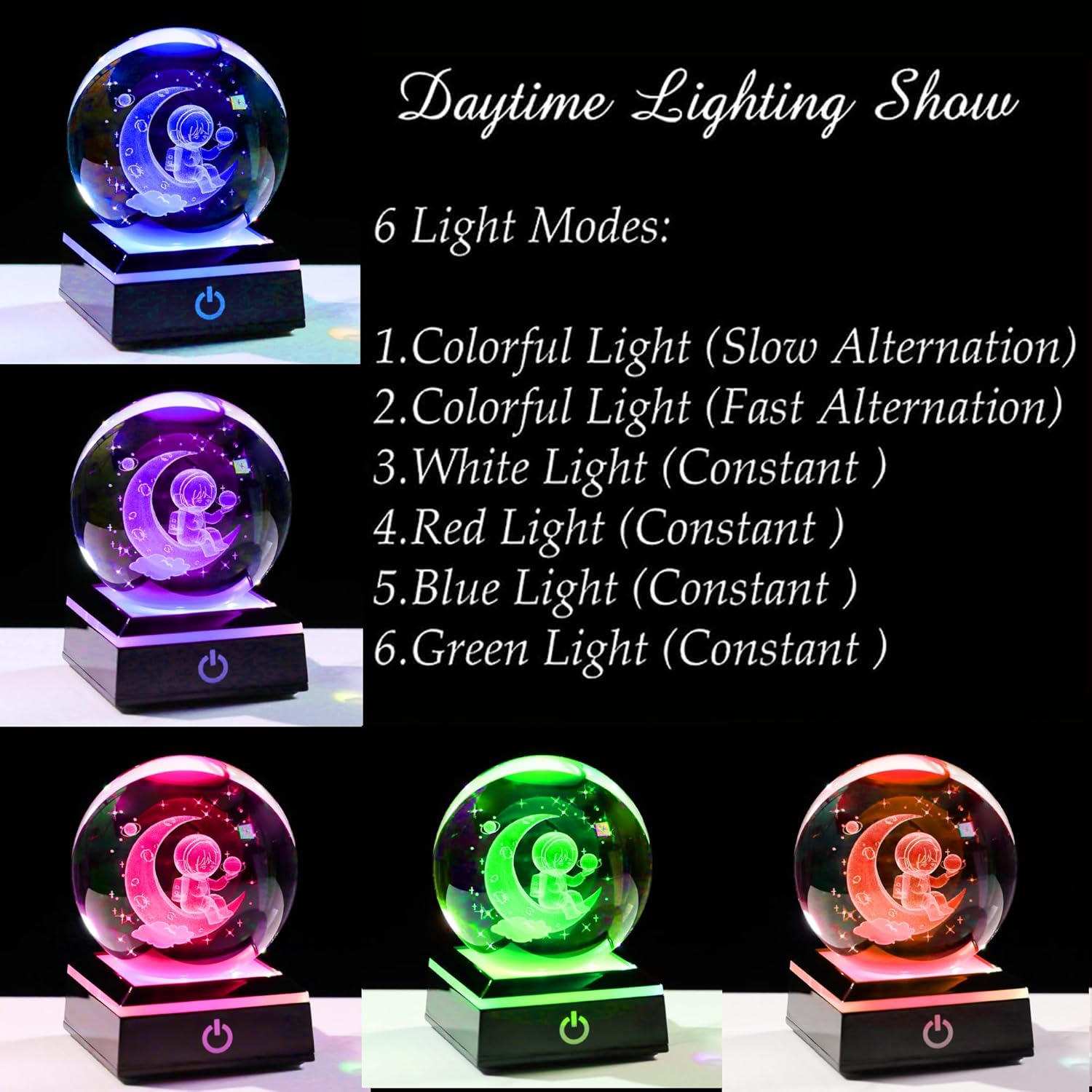 3d Astronaut Figurine Statue Crystal Ball 80mm 3.15inch - Space Astronomy Gifts Solar System Model Decor Crystal Sphere Unique Gifts For Men Him Birthday Dad Physics Science Teacher Night Light Lamp