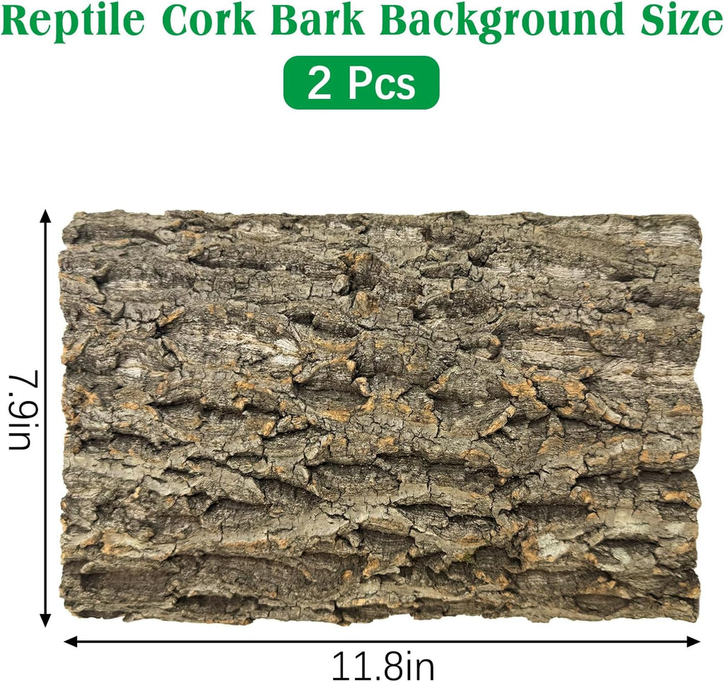 kathson 2PCS Cork Tile Background Bark 11.8”Lx7.9”W Terrarium Backdrop Wall Decor Natural Reptile Climbing Mat Habitat Decor for Spider Gecko Lizard Chameleon Bearded Dragon Turtle Snake