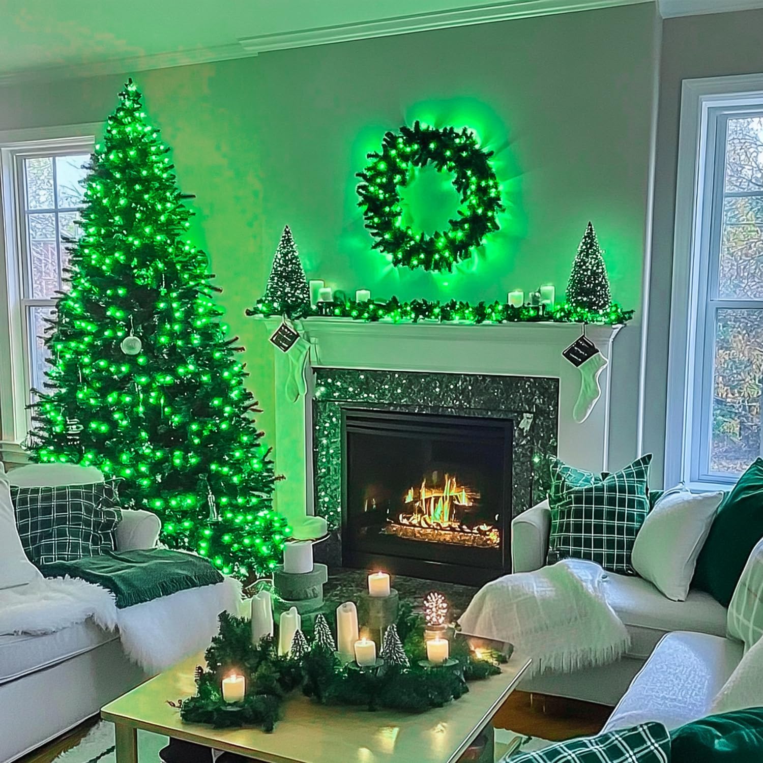 JMEXSUSS 200 LED Christmas Lights Outdoor, 66ft Connectable Green String Lights Plug in, 8 Modes Waterproof Green Christmas Lights for Outside Indoor Yard St Patrick's Day Tree Halloween Xmas Decor