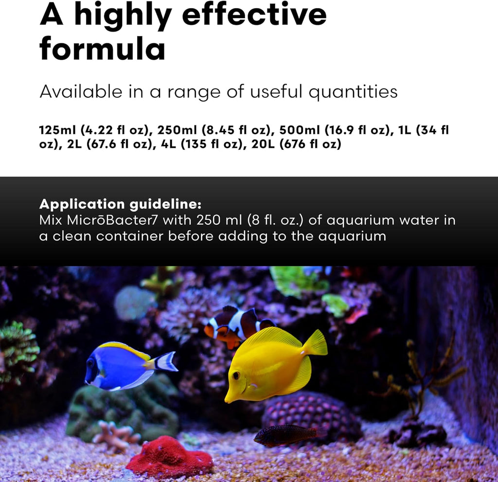 Brightwell Aquatics MicroBacter7 Complete Bioculture for Fish Tank or Aquarium - Populates Biological Filter Media for Saltwater and Freshwater Fish - Aquarium Water Treatments, 8.45 fl oz