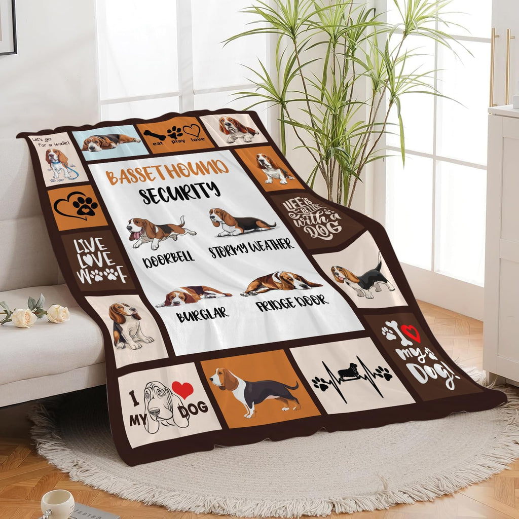 Basset Hound Blanket Basset Hound Dog Throw Blanket Gifts for Girls Women Kids Boys Adults Men Super Soft Cozy Plush Fluffy Fuzzy Fleece Blanket Home Decor 40''X50''