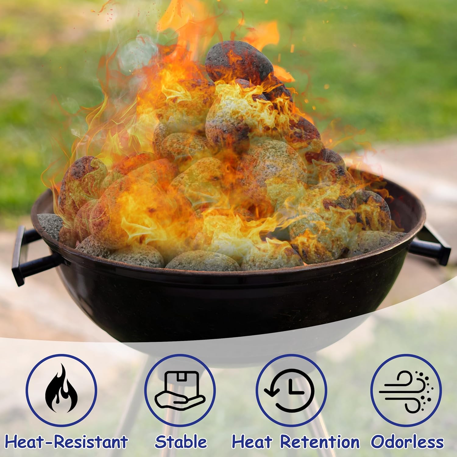 Sunnyglade 17.8LBS Black Lava Rocks for Fire Pit 1-2 inch Gas Fireplace Rocks, Black Lava Pebbles for Propane Fire Pit, Decorative Volcanic Stone for Outdoor & Indoor Gas Fireplace (17.8, Pounds)
