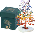 Crocon Crystals Heart Base Tree 7 Chakra Healing Stones Reiki Crystals Tree Life Spiritual Meditation Energy Home Room Office Desk Decor Pink Gifts for Women Men & Mom Birthday Present