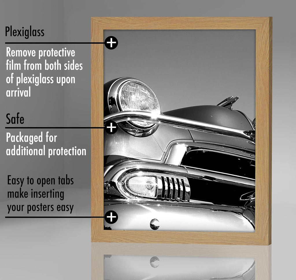 Americanflat 18x24 Poster Frame with Polished Plexiglass - Wide Picture Frames Made of Engineered Wood for Vertical or Horizontal Wall Display - Epic Collection - Pine