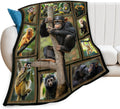 Monkey Blanket Chimpanzee Animal Throw Blankets Gifts for Girls Boys Kids Monkey Lover Soft Cozy Fleece Plush for Couch Sofa Bed 60"x50"