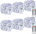 6 Pack 60LED Christmas Battery Operated Fairy Lights with Remote, 8 Modes String Lights with Timer, Dimmable, Memory Function, Waterproof Twinkle Lights for Outdoor Indoor Christmas Decor(Cool White)