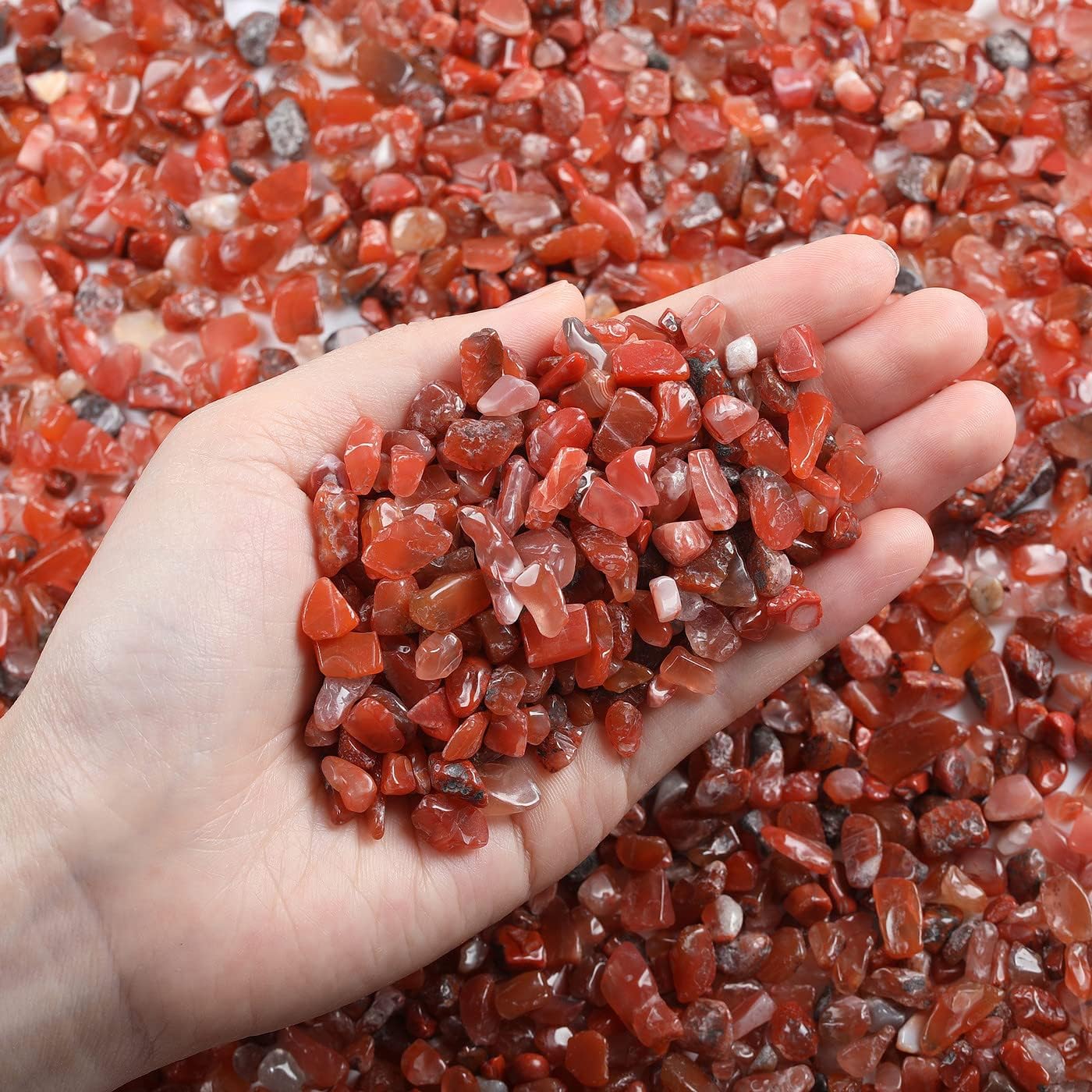 LAIDANLA Red Agate Crushed Stone Crystal Chips Bulk Natural Gemstones Healing Reiki Crystals Mini Quartz Vase Filler Aquarium Gravel 100g