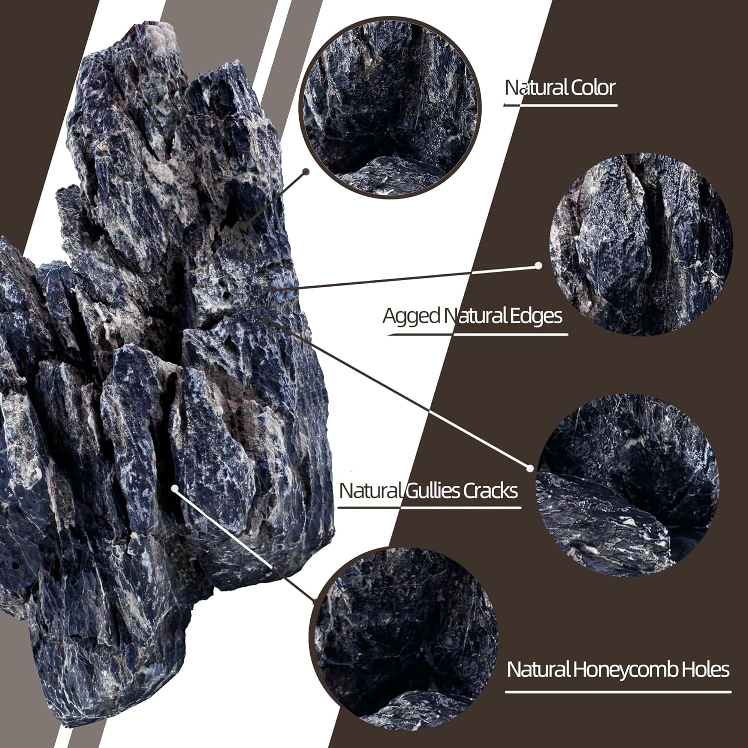 7/12 Pounds Natural Stream Slab Stones,Dragon-Rock Stone,Seiryu Stones Perfect for Aquariums,Fish Tanks,Terrariums,Landscaping Model,Reptile Rest Rock (Seiryu Stones, 7 LB)