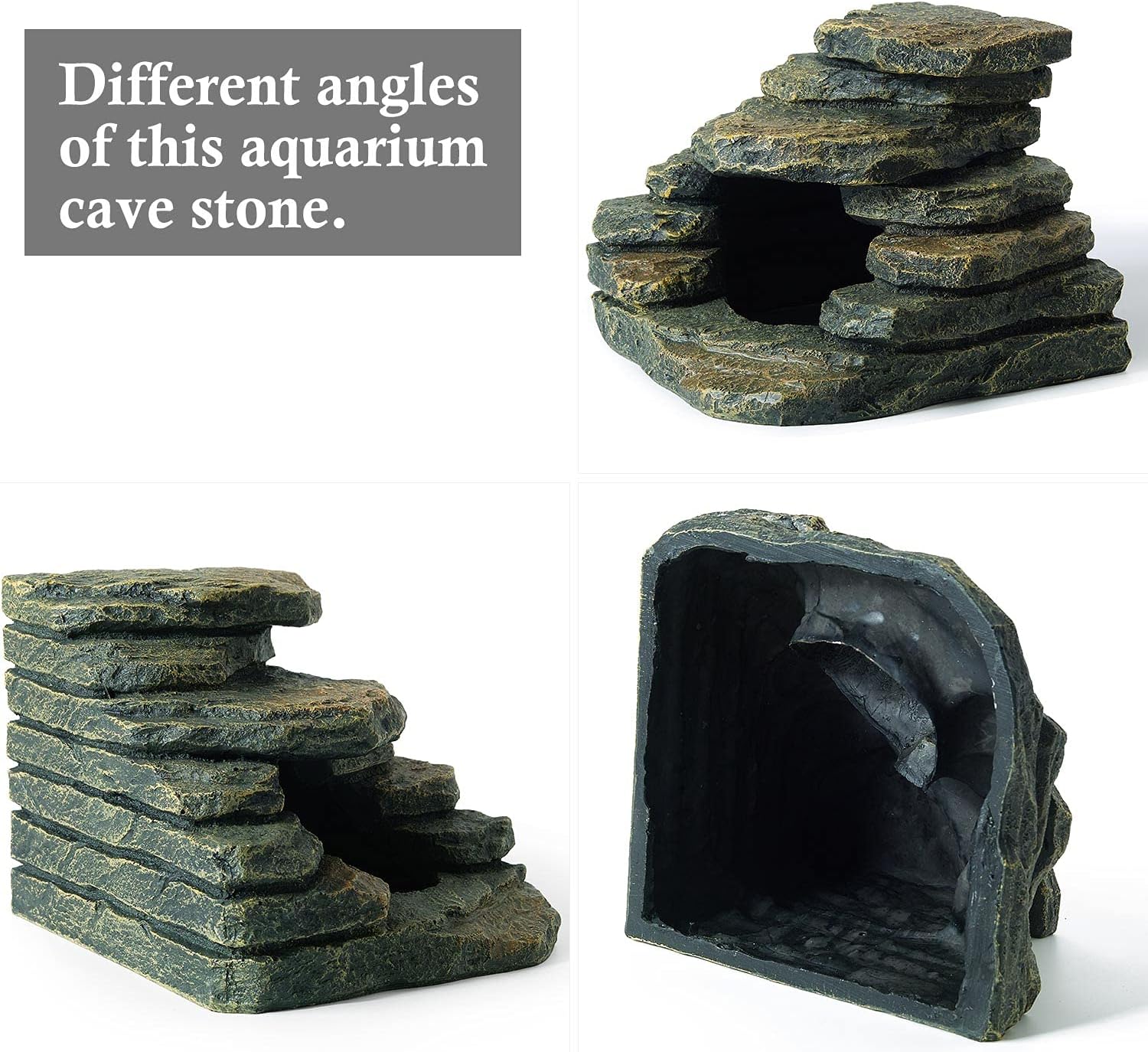 FEDOUR Aquarium Ornaments, Aquarium Mini Skull Skeleton/Aquarium Mini Castle/Aquarium Hippon Cave/Aquarium Rock Stone Cave Decoration, Fish Tank Decoration Landscape Hiding House (Rock Cave)