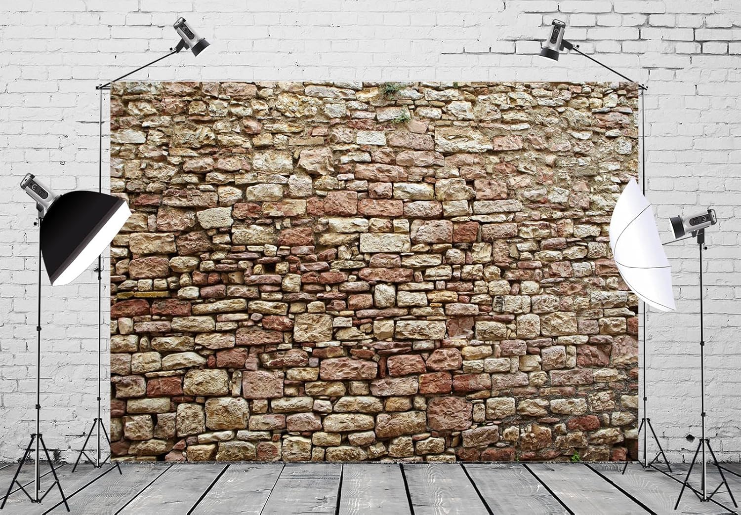 5x3ft Fabric Rustic Stone Wall Photography Backdrop Nostalgia Irregular Rock Brick Texture Background Birthday Party Decoration Kid Adult Artistic Portrait Seamless Scene Photo Shoot Props