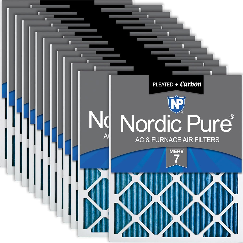 Nordic Pure 20x25x1 (Actual Size: 19 1/2 x 24 1/2 x 3/4) Pleated Air Filters MERV 7 Plus Carbon 24 Pack