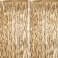 2 Pack Champagne Foil Fringe Backdrop Curtains, Tinsel Streamers Birthday Party Decorations, Fringe Backdrop for Anniversary, New Years, Birthday Party