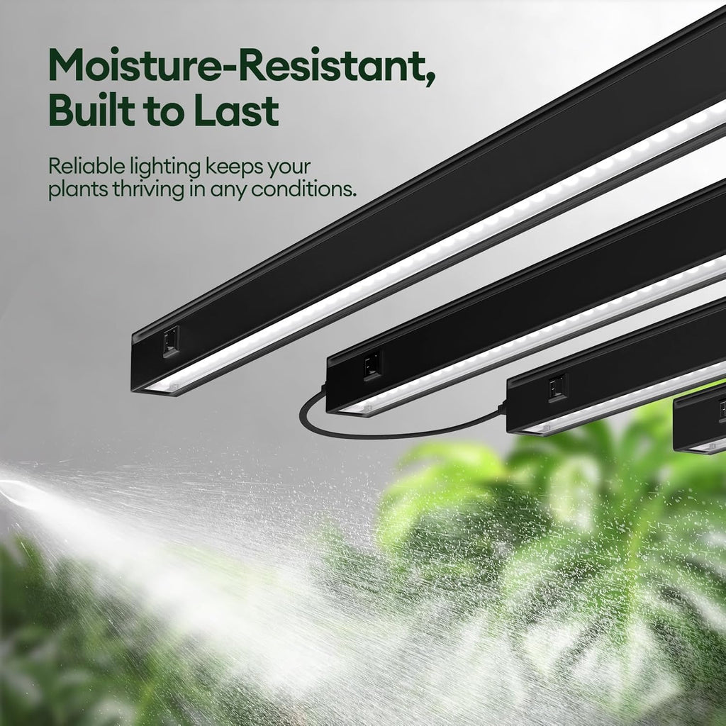 Grow Lights for Indoor Plants 2FT, Sun-Like Full Spectrum 5000K Grow Light, 60W(4 x 15W), T5 LED Grow Light Strips for Indoor Plants and Flowers, High PPFD, Linkable, Black, 4-Pack