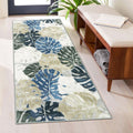 Wonnitar 2x4.3 Laundry Room Rug Runner, Tropical Leaf Non-Slip Washable Bathroom Runner, Small Low Pile Entry Mats Soft Non-Shedding Accent Carpets for Kitchen Door Entrance, Blue