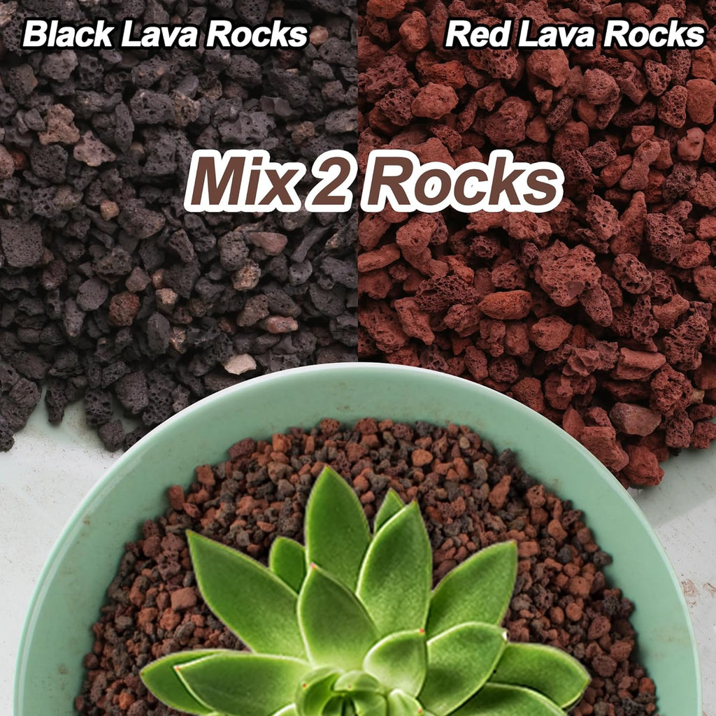 CJGQ 3lb Mix Lava Rocks for Plants-Horticultural Volcanic Rock Gravel for Landscaping Plants Drainage, Succulents, Bonsai, Vase Fillers, Terrarium Plants, Top Dressing