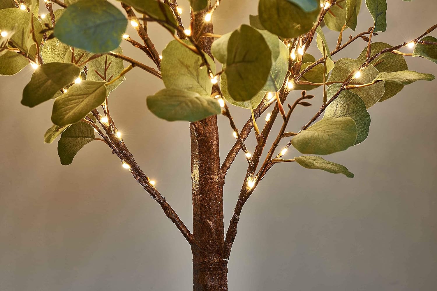 LITBLOOM Lighted Eucalyptus Tree 4FT 160 Fairy Lights, Artificial Plant Tree with Lights for Indoor Outdoor Home Wedding Room Decoration