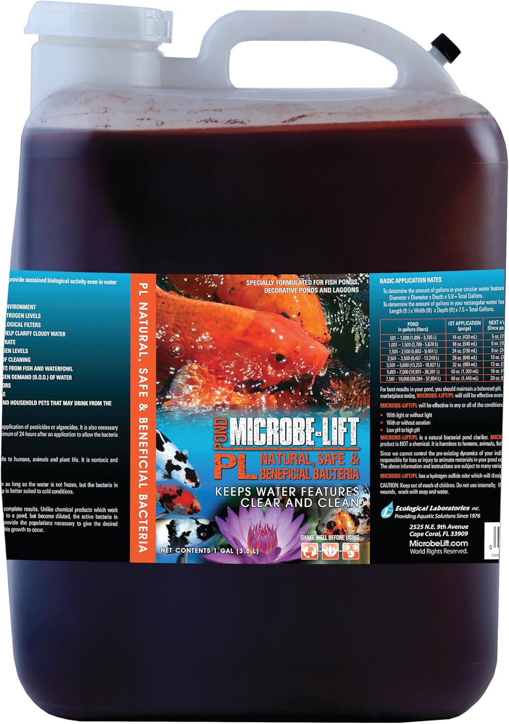MICROBE-LIFT PL Pond Bacteria and Outdoor Water Garden Cleaner, Safe for Live Koi Fish, Plant Life, and Decor, 5 Gallons