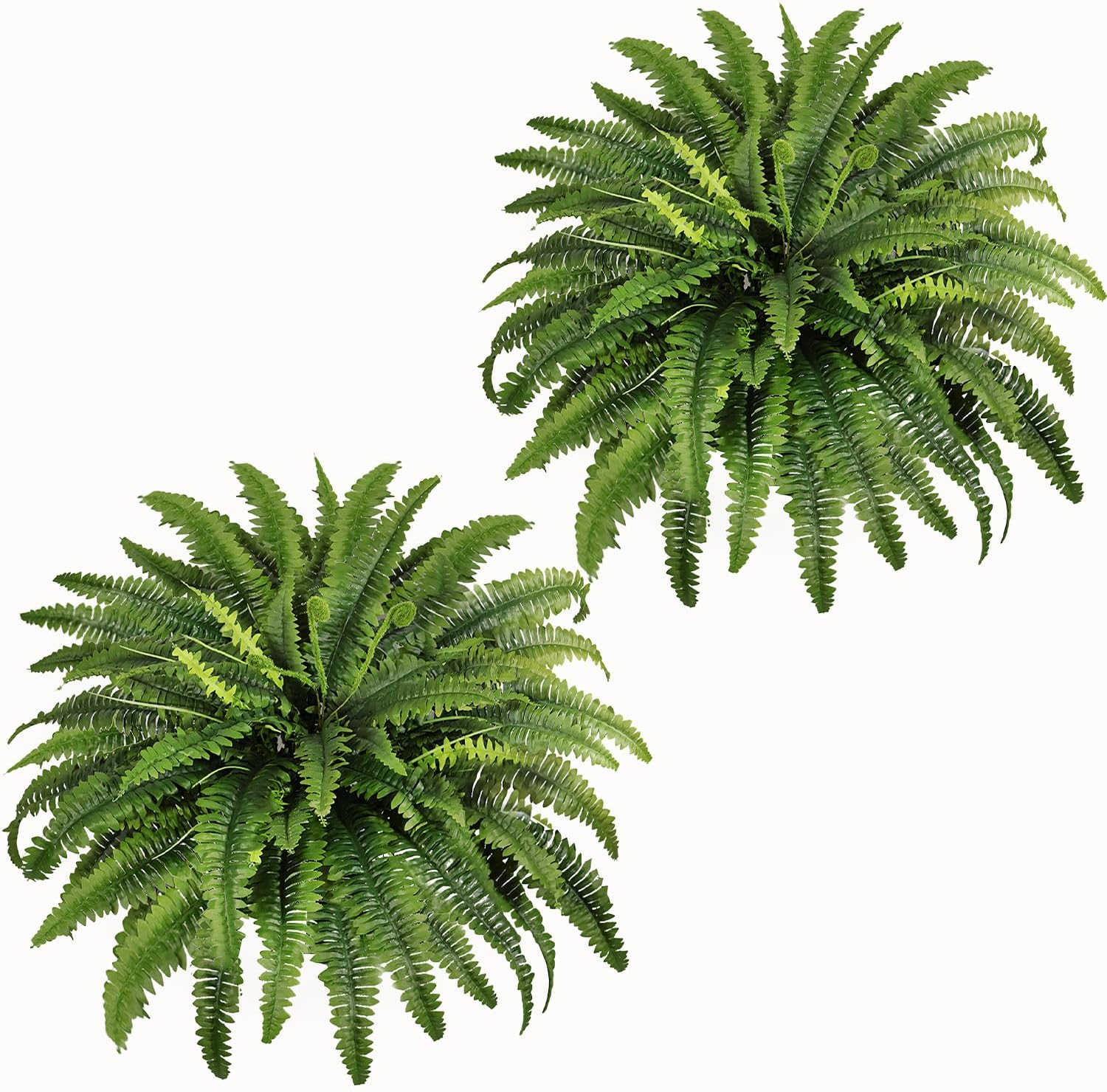 Fake Ferns - 2 Packs Artificial Ferns for Outdoors & Indoors, 45in Large Boston Fern with 55 Fronds, Realistc Faux Greenery Plants Ideal for Porch Entrance Hall Planters Windowsills Office Home Decor