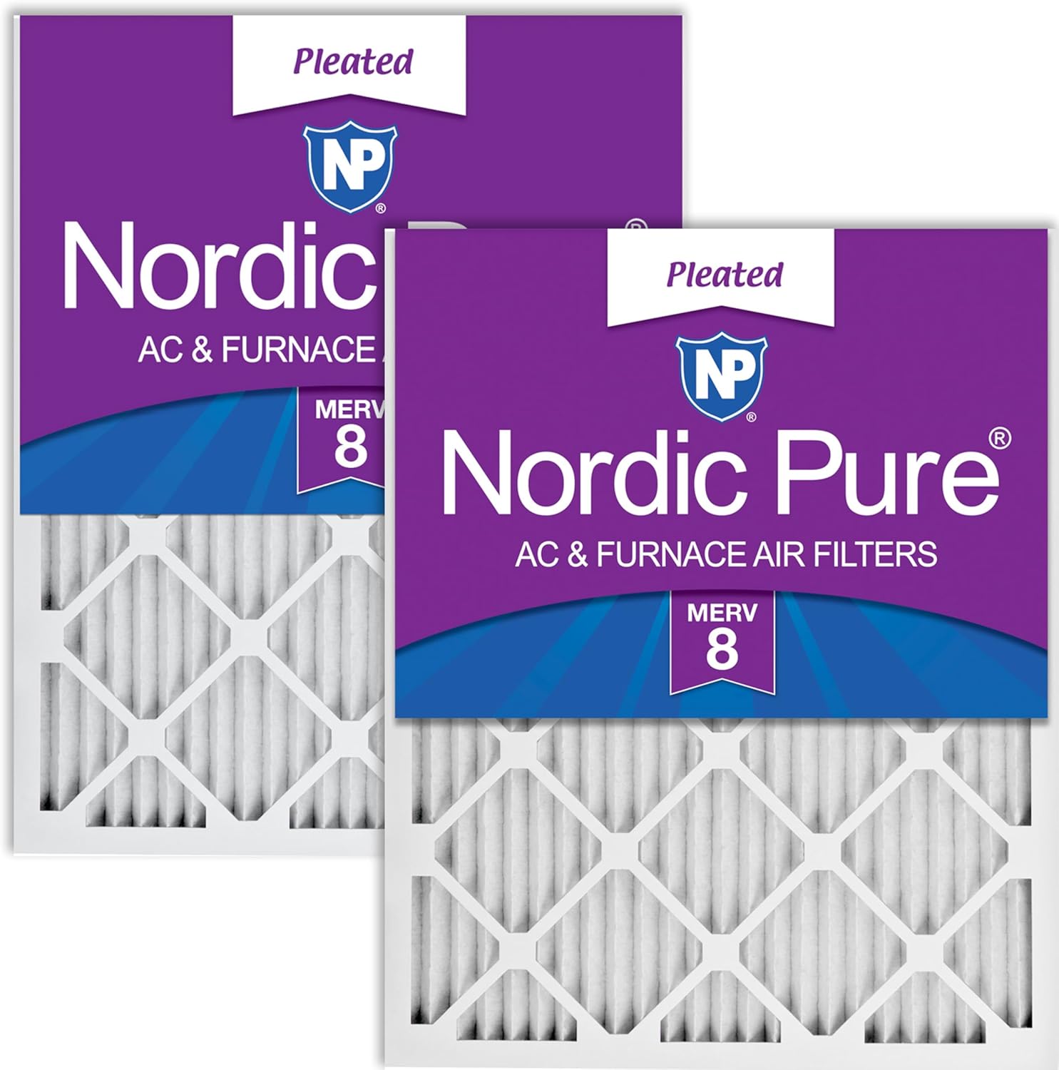 Nordic Pure 20x25x1 (19 1/2 x 24 1/2 x 3/4) Pleated MERV 8 Air Filters 2 Pack