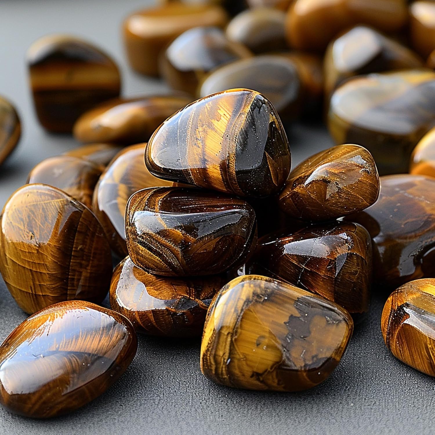 Polished Tigers Eye Crystal Chips Set, 0.4", 128 Pcs - Handpicked Tumbled Stones and Crystals Bulk for Healing, Reiki, Meditation, Witchcraft and Home Decor