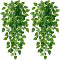 Sggvecsy Fake Hanging Plants 4 Pcs Artificial Hanging Plants Fake Ivy Vine Faux Pothos Vines Artificial Ivy Leaves Greenery Plant for Room Patio Home Indoor Outdoor Shelf Wall Garden Decor(No Baskets)