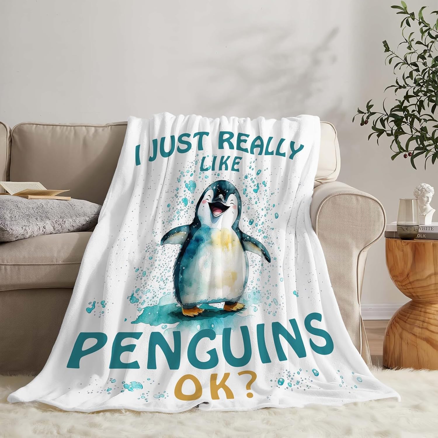 Penguin Blanket Cute Penguin Throw Blanket Gifts for Girls Boys Kids Women Men Adults Super Soft Cozy Plush Fluffy Fuzzy Fleece Blanket Home Decor 40''X50''