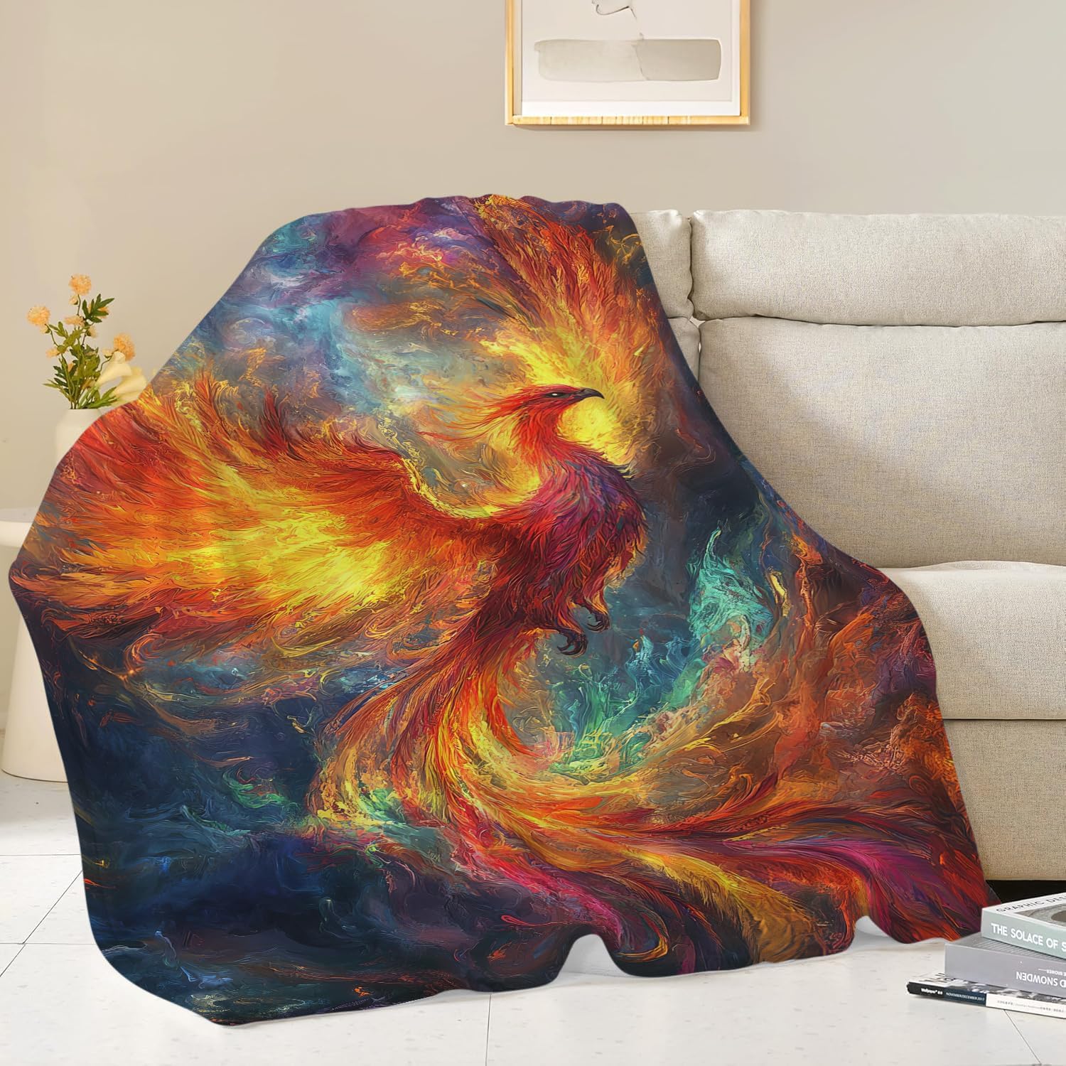 Phoenix Blanket Phoenix Bird Throw Blanket Bird Gifts for Women Girls Men Boys Kids Adults Super Soft Cozy Plush Fluffy Fuzzy Fleece Blanket Decor 60''X80''
