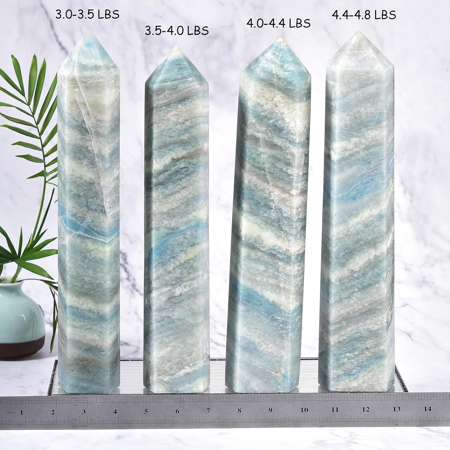 JIC Gem Natural Trolleite Obelisk Tower Wand Large Healing Crystal Point Wand 6 Faceted Reiki Chakra Meditation Therapy Home Decor Crystal Gift 4.4-4.8 Lbs