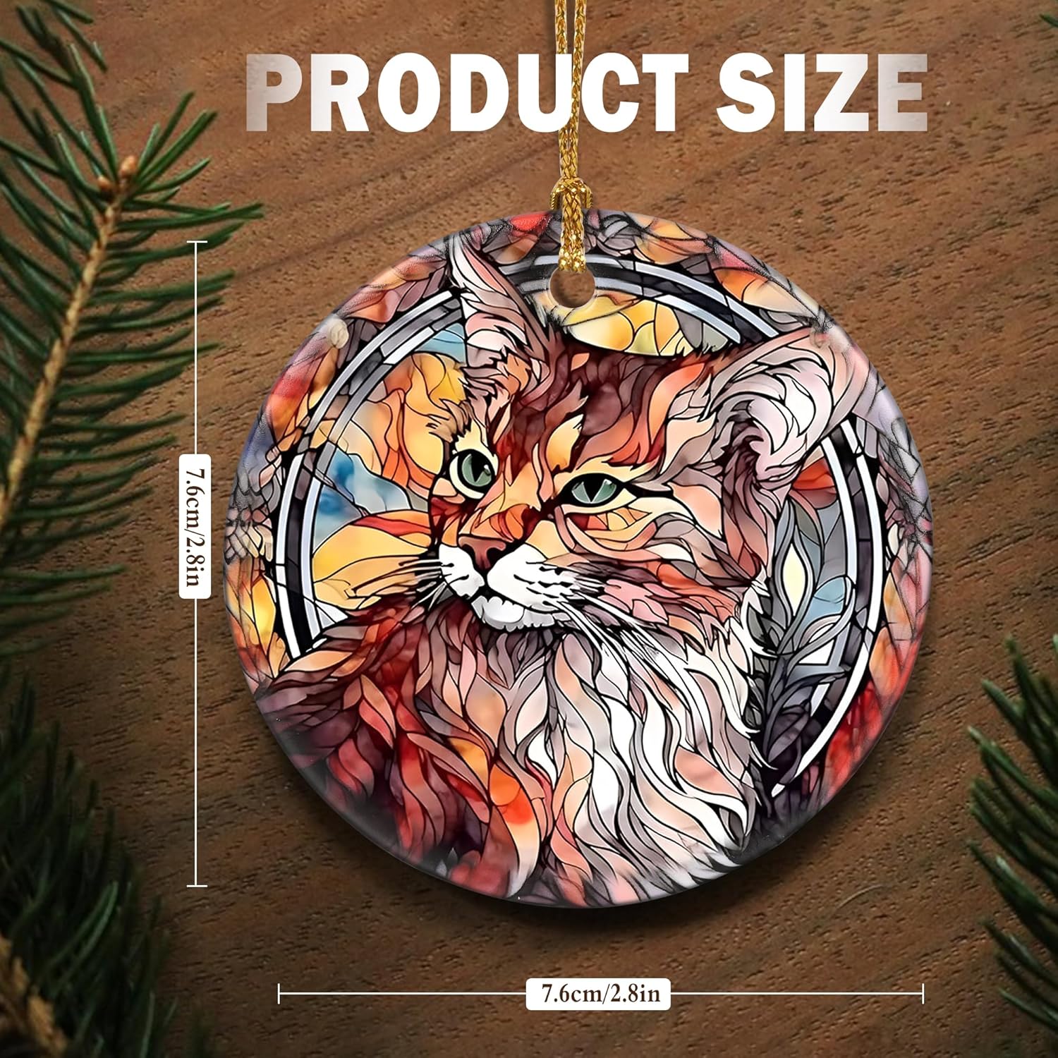Touber Cat Ornament, Christmas Ornament, Christmas Decoration, Holiday Present Idea, Heirloom Keepsake, Round Ceramic, Gift Exchange, Bauble Present, Gift Idea, Cat