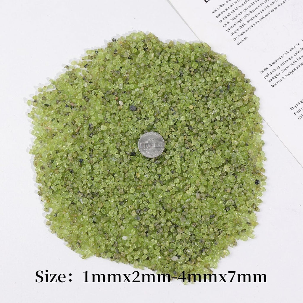 SUNYIK Peridot Tumbled Chips Stone Crushed Crystal Quartz Pieces Irregular Shaped Stones 1pound(about 460 gram)