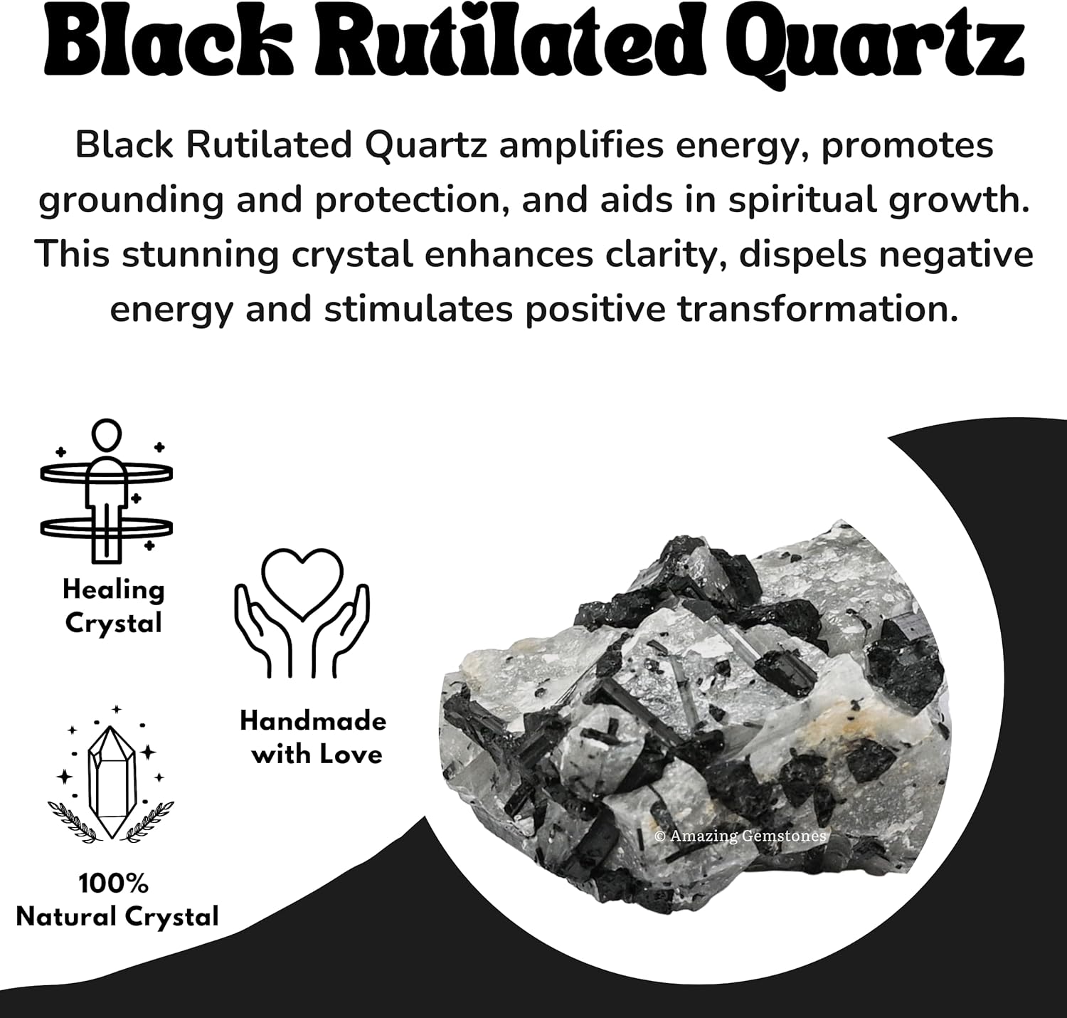 Amazing Gemstone Black Rutilated Quartz Raw Crystals and Healing Stones, Natural Rocks for Tumbling and DIY Raw Stones and Crystals (1 lb)