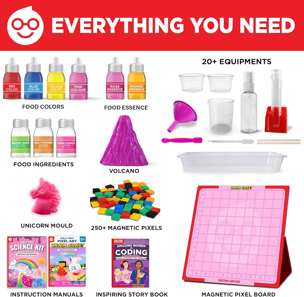Doctor Jupiter Amazing Science Gift Set | Set of ‘Girls’ First Science Kit Starter’, ‘Brain Craft’ for Kids Ages 5+ | Birthday Gift Ideas, STEM Learning & Educational Toys for 5-6-7-8 Year Old Girls