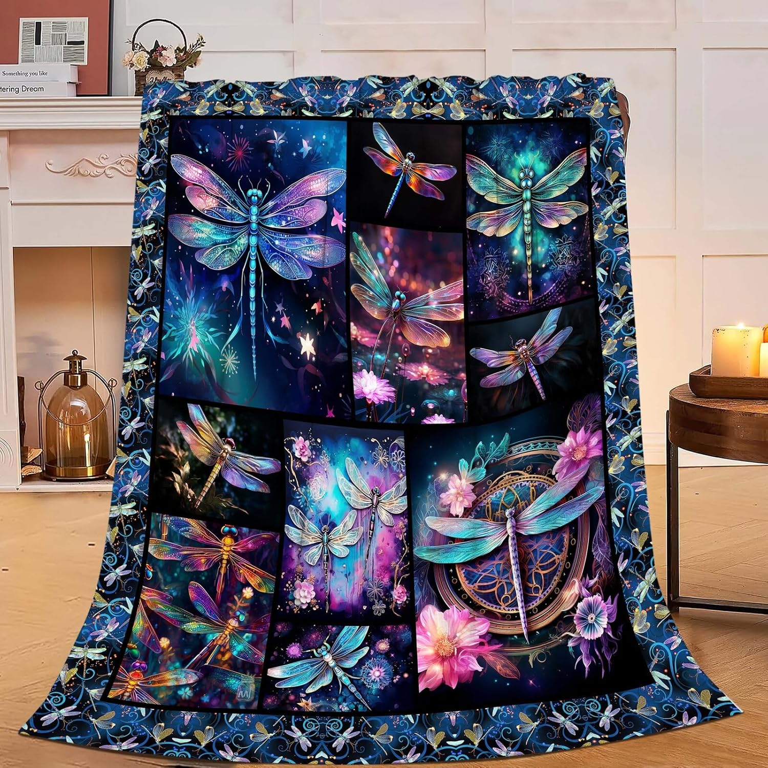 Dragonfly Blanket Dragonfly Throw Blanket Gifts for Women Men Boys Girls Kids Adults Super Soft Cozy Plush Fluffy Fuzzy Fleece Blanket Home Decor 40''X50''
