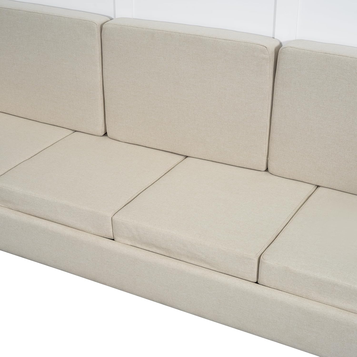 MERITLINE Queen Murphy Bed with 4 Seat Couch and Storage Shelves,Wood Murphy Bed Cabinet with Storage and Sofa,Folding White Murphy Wall Bed Cabinet Queen Size