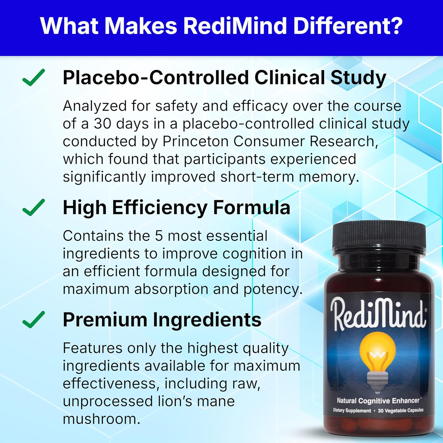 Natural Cognitive Enhancement Supplement Capsule - Non-GMO, Vegan, Gluten-Free