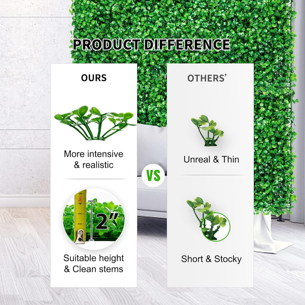 24PCS Boxwood Panels, 24"x16" Artificial Boxwood Hedge Panels, Grass Wall Panels, UV Protected Suitable for Garden, Fence, Backyard Wall Decoration