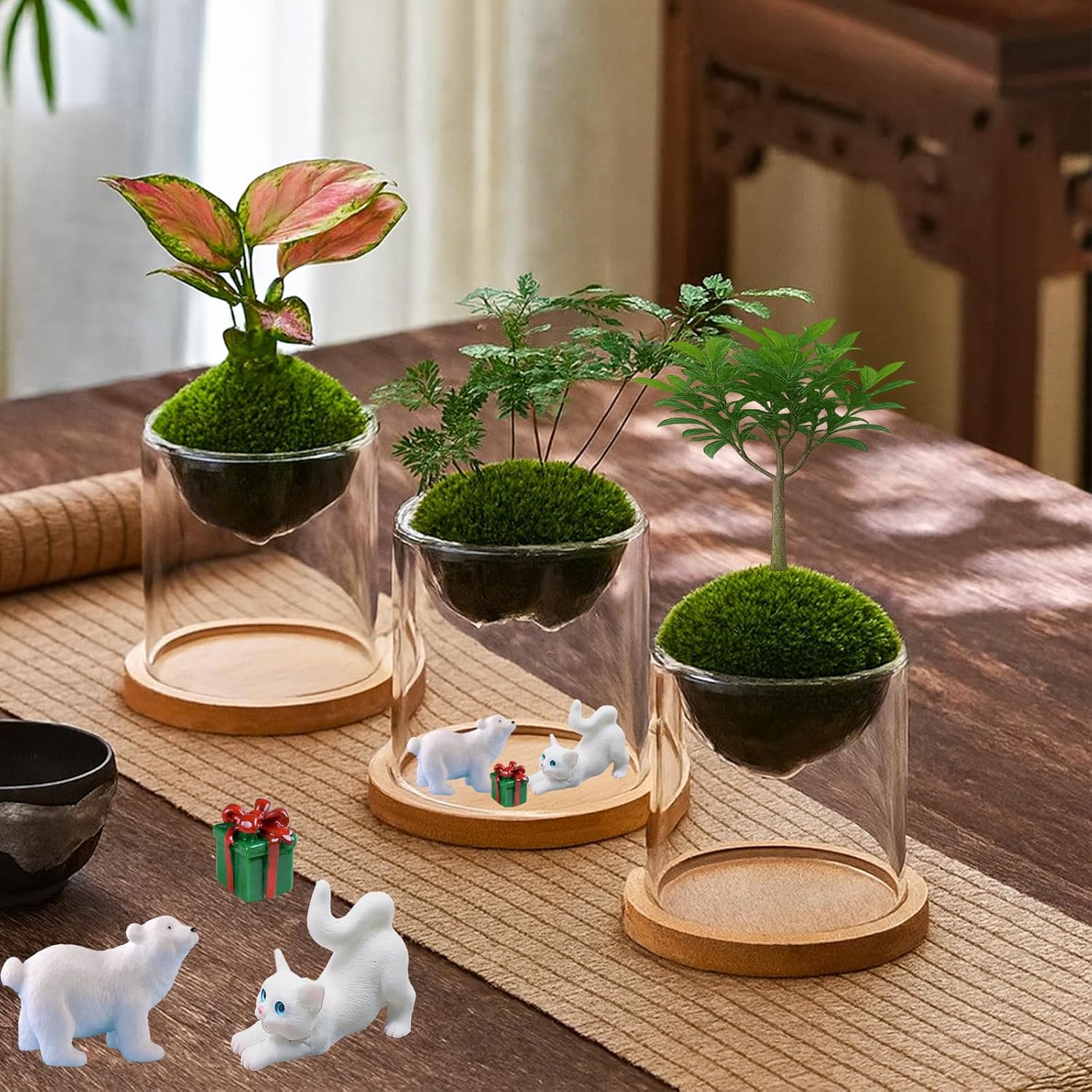 4 in 1 Plant Propagation Station Hydroponic Vase Planter Pot,Indoor Glass Terrarium Planter,Fresh Herb Garden Grow Kit,Home Office Decor,Christmas Birthday Gift for Gardener Women Parents Garden Lover