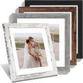 10x10 Picture Frame Set of 4, Made of Glass and Multicolour Wooden Frame, 10 by 10 Photo for Wall or Tabletop - Display Picture 8x8 with Mat or 10x10 Without Mat