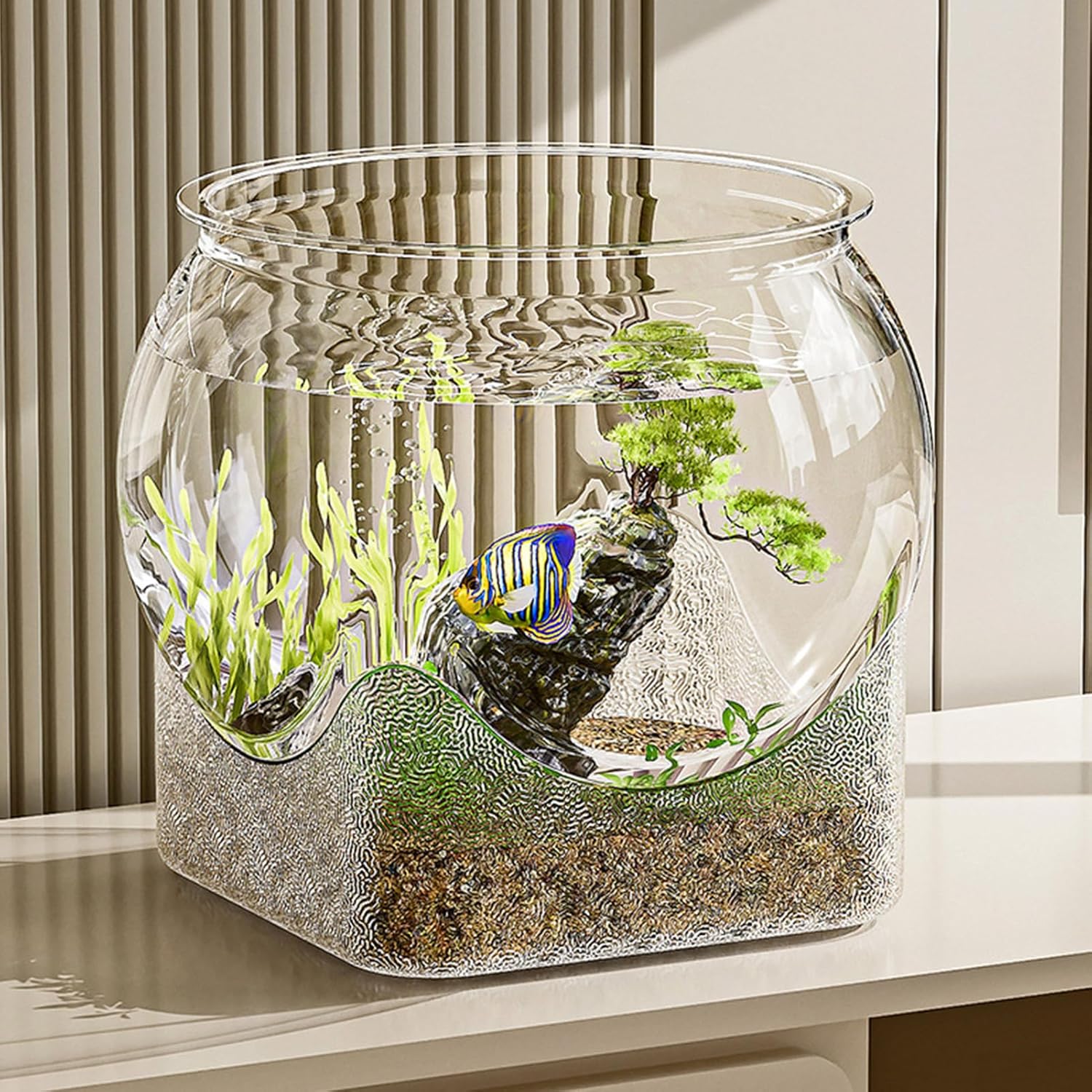 Large Fish Bowl, Round Fishs Tank, Clear Desktop Aquarium, 5 Gallon Fish Bowl Unbreakable, Desktop Bubble Bowls, for Home Bedroom Bathroom Desk Workplace