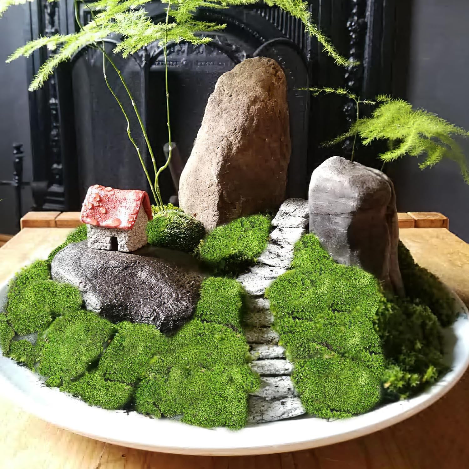 FAICOIA Preserved Moss Bulk Green Natural Preserved Pole Moss Pillow for Potted Plants 2.5 sq.ft Green Moss Balls for Bowls Wall Art Terrariums Crafts Fairy Gardens Easter Table Decor