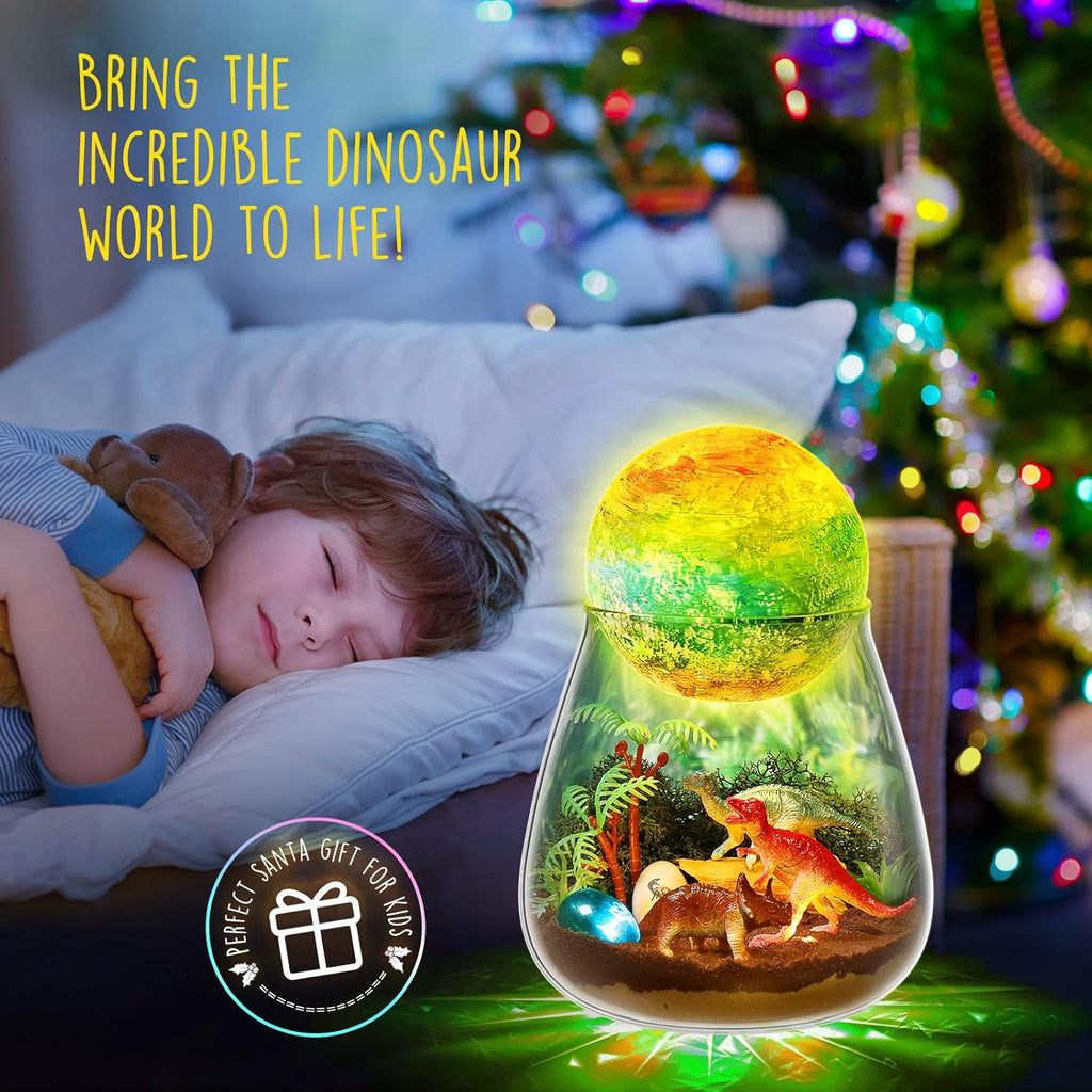 Dinosaur Terrarium Kit for Kids - Dino Kid Crafts with DIY Moon Lamp Kit - Birthday Gift for Boys Ages 4 5 6 7 8-12 Year Old - Arts and Crafts for Boy and Kids - Gifts for Boys