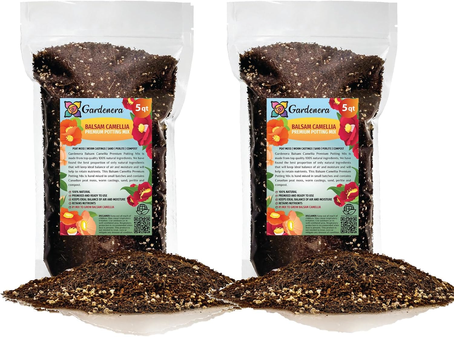 Gardenera Premium Balsam Camellia Potting Soil Mix - Perfect Balance of Nutrients, Drainage, and Aeration for Thriving Blooms - 10 Quart