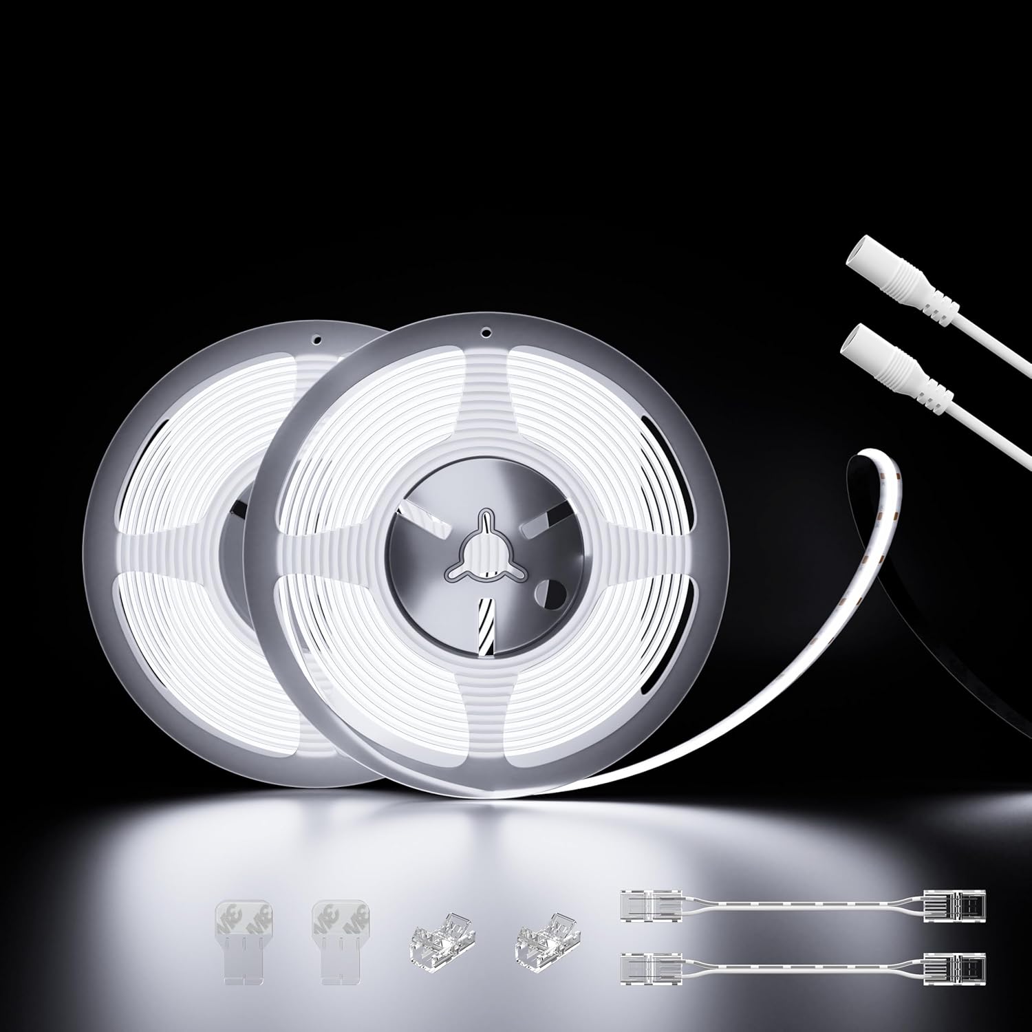PAUTIX COB LED Strip Lights 48ft/15m Super Bright,504 LEDs/m Daylight White 6000K CRI90+ Flexible LED Tape 24V for Cabinet Home DIY Lighting Projects with 2pcs COB Connector(Power Supply Not Included)