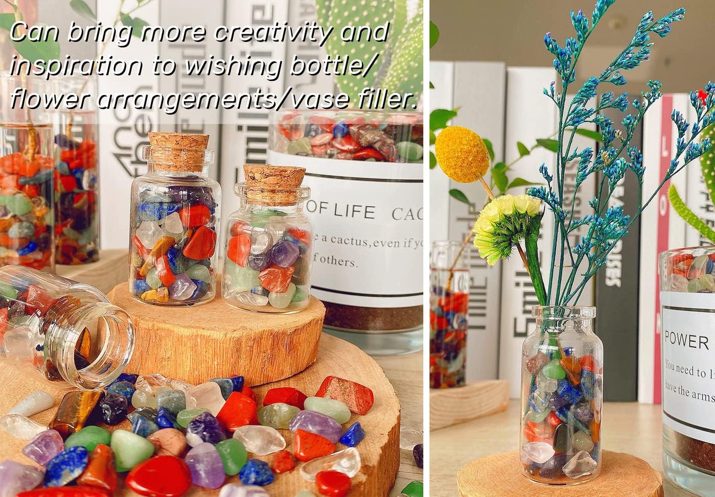 QINJIEJIE 1.5lbs 680g Chakra Crystals Tumbled Stones Polished Rocks Chips Stone Crushed Crystal Healing Natural Gem Gravel Home Decoration Aquarium Tank Plants Vase Filler Landscape Bottom Ornament