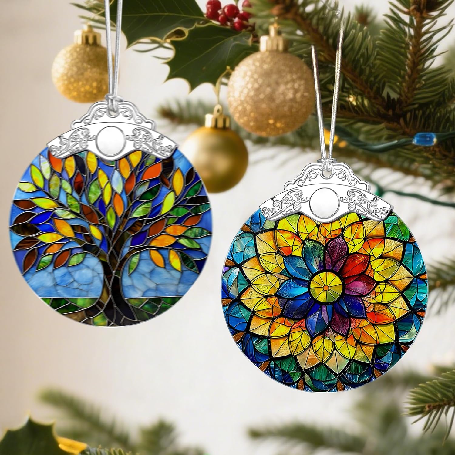 Rainbow Mandala Christmas Ornaments: Christmas Tree Ornaments, Holiday Decor, Stocking Stuffers, Gift Ideas, Xmas Gifts & Spiritual Gifts for Her